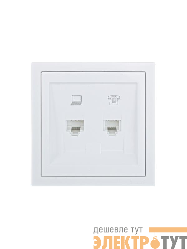 Розетка компьютерная + телефонная СП ZIMA IP20 механизм бел. LEZARD 704-0288-143