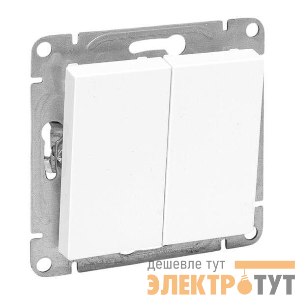 Выключатель кнопочный 2-кл. СП Эпика механизм бел. EKF UP1-SWW-23