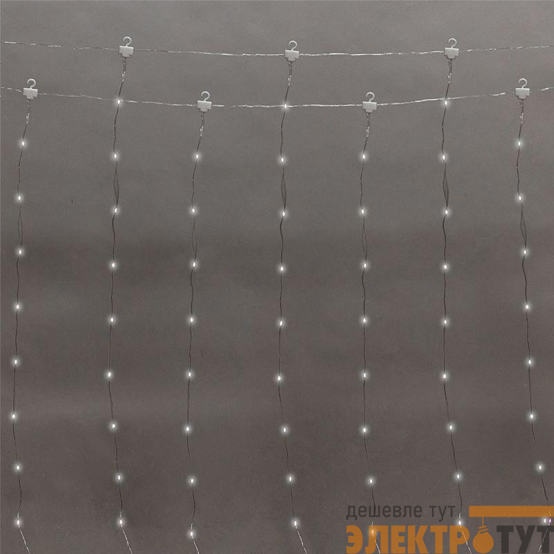 Гирлянда светодиодная "Роса "Светодиодный дождь" 3х3м LED бел. 12Вт IP20 USB+пульт управления с крючками для крепления Neon-Night 315-885