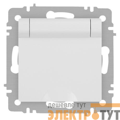 Розетка 1-м СП Accent 6-203-01М 16А IP20 250В 2P+E Schuko с крышкой бел. матов. Intro Б0063713