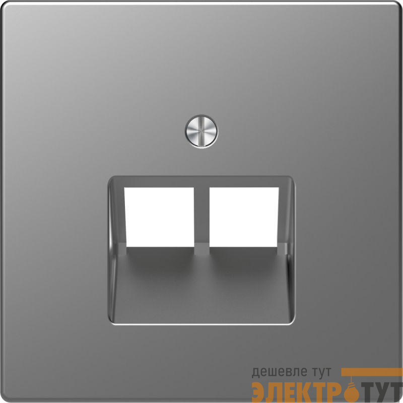 Накладка центральная Merten D-Life для розетки 2-м RJ45 SD нерж. сталь SchE MTN4522-6036