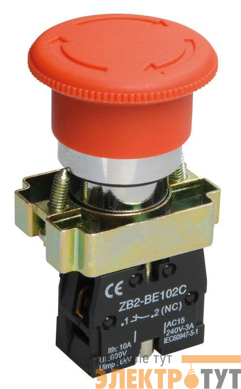 Кнопка LAY5-BS542 "Грибок" аварийн. с фикс. красн. IEK BBG90-BS-K04