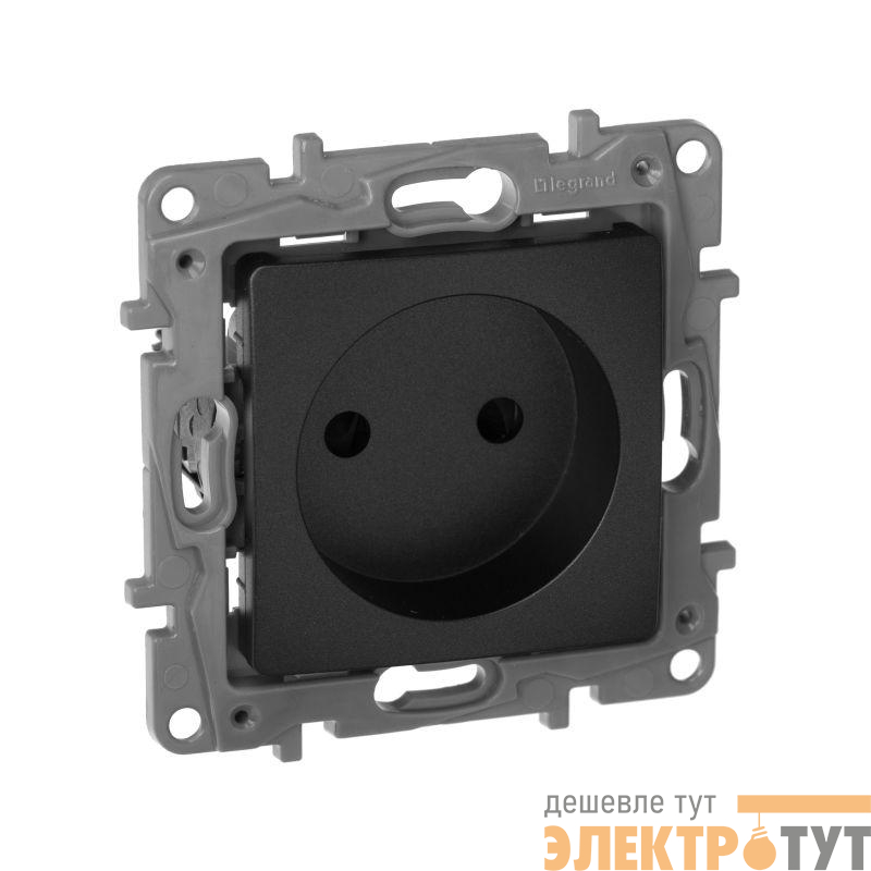 Розетка 1-м СП Etika 16А IP31 250В 2P без заземл. защ. шторки немецк. стандарт винтов. клеммы механизм антрацит IEK 672634