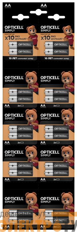 Элемент питания алкалиновый AA/LR6 отрывной набор hsdc (блист. 2штх10) (уп.20шт) Opticell 5050001/6050001