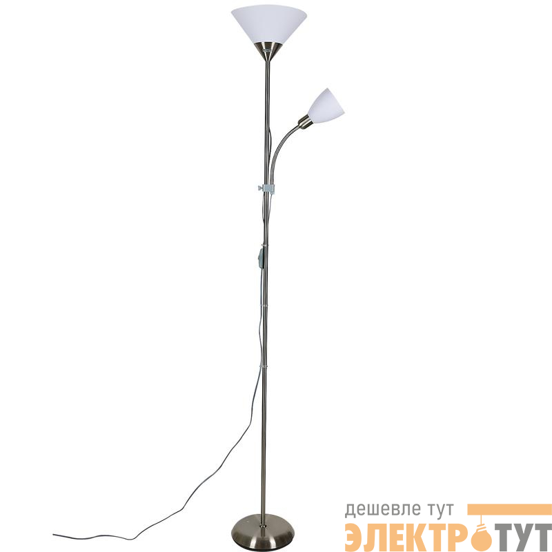 Торшер напольный UML-T520 E27+E14 SILVER/WHITE под лампу Е27 и Е14 2х60Вт серебр./бел. ТМ Uniel UL-00010195