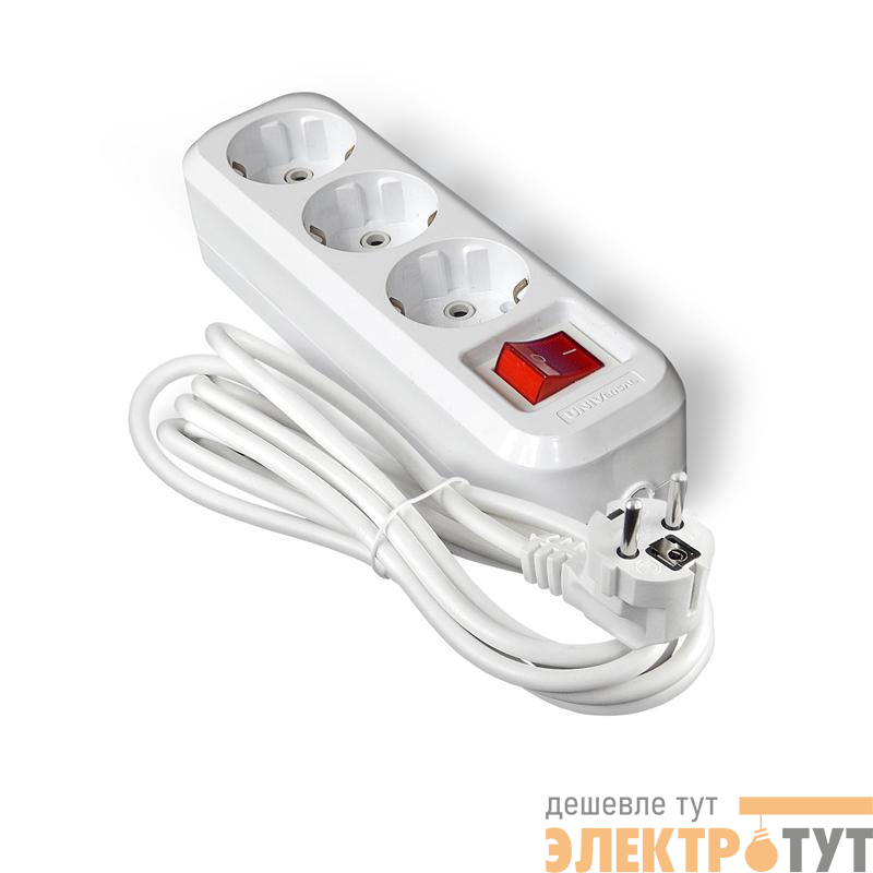 Удлинитель 3х5м с заземл. IP20 S-303А ПВС 3х1.5 с выкл.Universal 1727