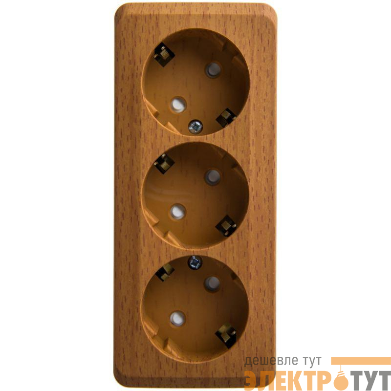 Розетка 3-м ОП Этюд 16А 250В с заземл. защ. шторки бук SE PA16-012T