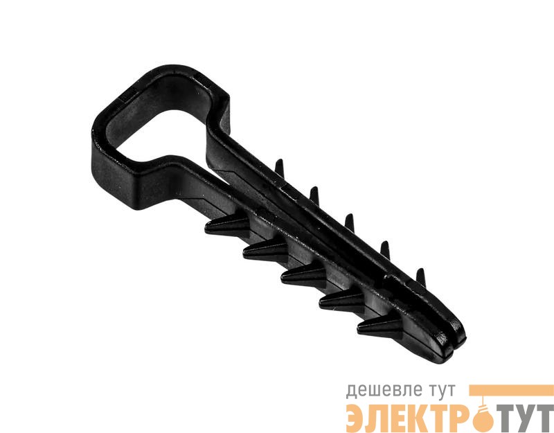 Дюбель-хомут PCD-F 06х12-45-100BL для плоского кабеля PA6.6 черн. (уп.100шт) JazzWay 5055001