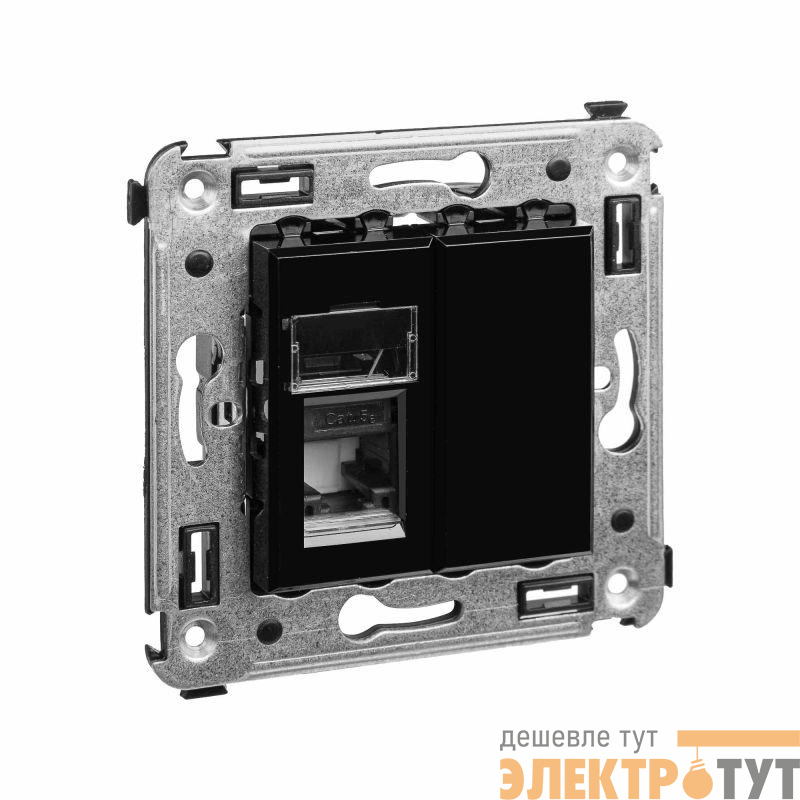 Розетка 1-м СП RJ-45 кат.5e Avanti "Черный квадрат" DKC 4402463