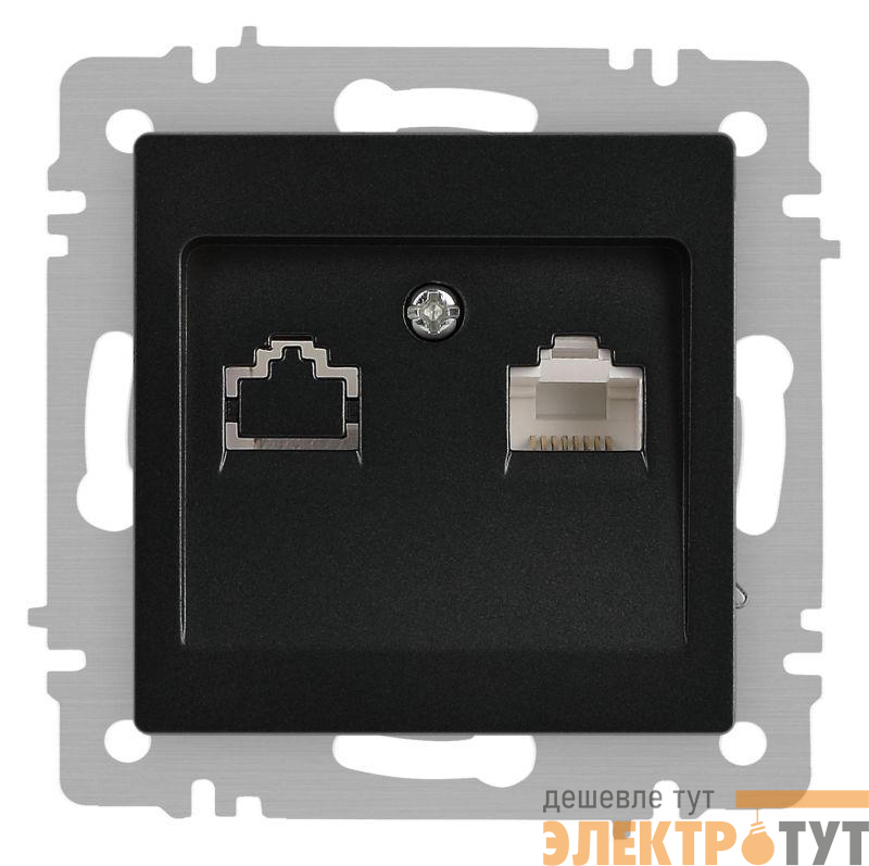 Розетка компьютерная 1-м СП Accent 6-303-05 RJ45 IP20 антрацит Intro Б0063634