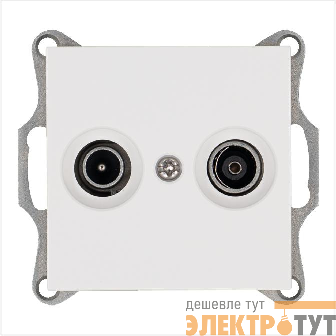 Розетка телевизионная оконечная TV + FM 2-м Ф9.5мм механизм бел. глянцевый Jasmart G6204W