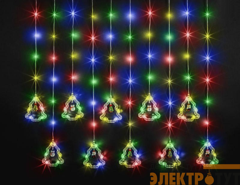 Гирлянда светодиодная "Бахрома" "Елки и фигурки" 95 009 NGF-D034-03 3х0.6м RGBY IP20 Navigator 95009