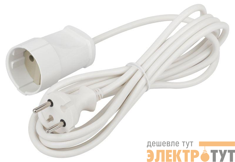 Удлинитель-шнур 1х3м без заземл. 6А IP20 UX(6)-1-3m ПВС 2х0.75 Эра Б0039819
