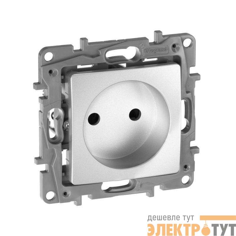 Розетка 1-м СП Etika 16А IP31 250В 2P без заземл. защ. шторки немецк. стандарт винтов. клеммы механизм алюм. IEK 672434