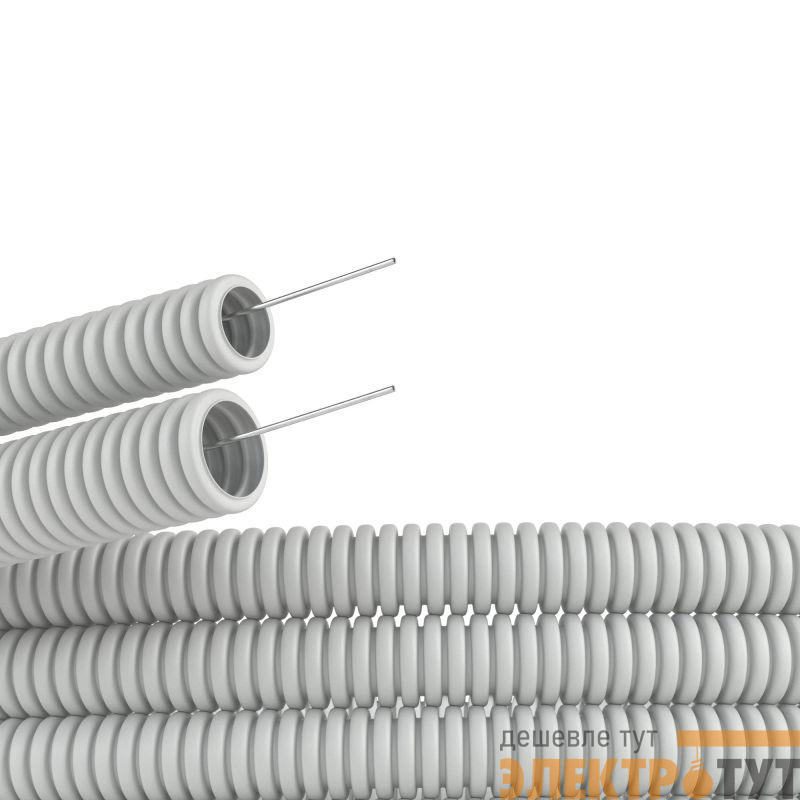 Труба гофрированная ПВХ гибкая сверхтяжелая d25мм с протяжкой сер. (уп.50м) DKC 91525+