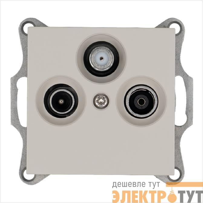 Розетка телевизионная оконечная TV + FM + SAT 3-м Ф9.5мм механизм тауп Jasmart G6206T