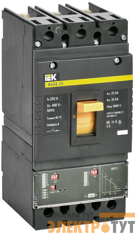 Выключатель автоматический 3п 250А 35кА ВА 88-35 электр. расцеп. MP 211 KARAT IEK SVA31-3-0250