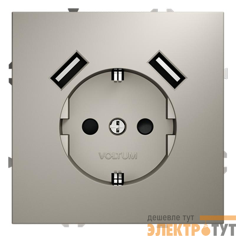 Розетка 1-м СП S70 16А с USB A+A с заземл. защ. шторки механизм кашемир Voltum VLS040403