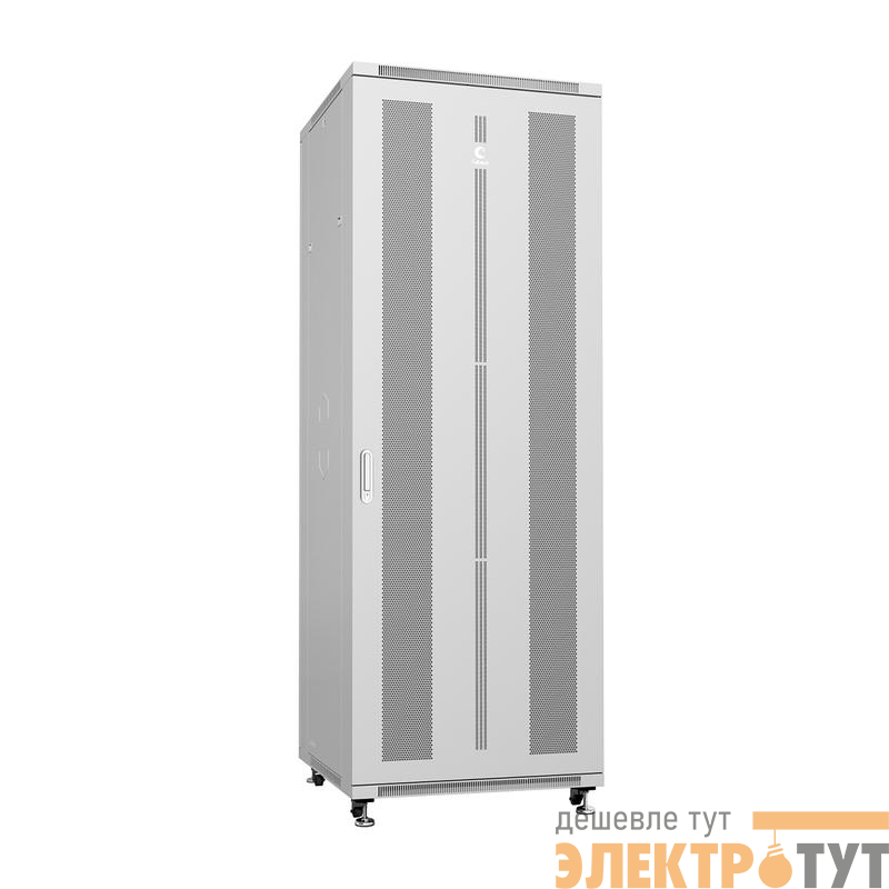 Шкаф монтажный телекоммуникационный напольн. ND-05C-47U80/80 19дюйм 47U 800х800х2277мм для распределит. и серверн. оборудования; передн. и задн. перфорир. двери ручка с замком RAL 7035 сер. Cabeus 7866c