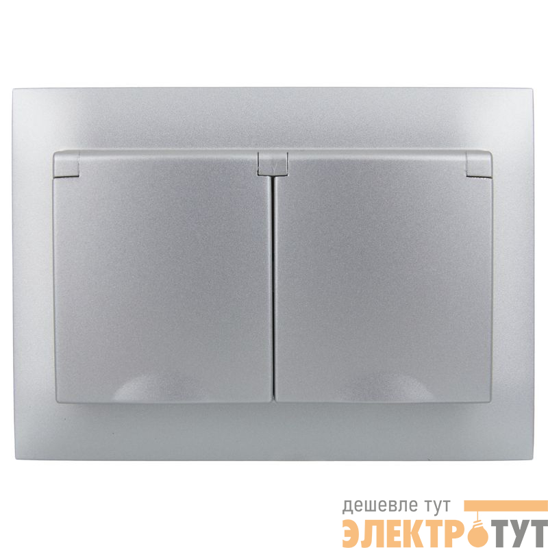 Розетка 2-м SKANDY 16А IP44 с крышкой в сборе SK-R12S серебр. IEK SK-R26-16-44-K23-F
