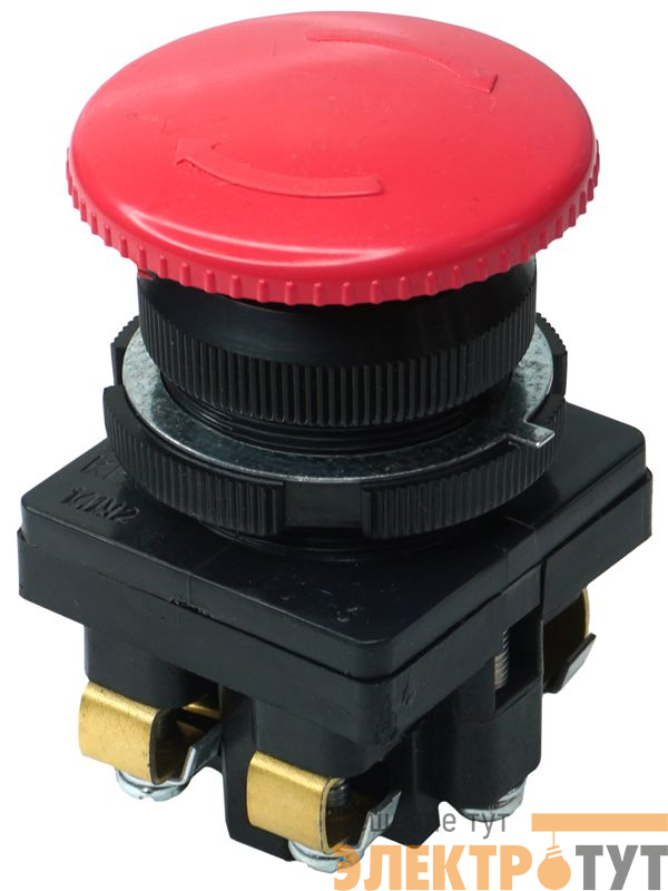 Выключатель кнопочный КЕ-141 У2 исп.2 1НО+1НЗ гриб с фиксацией 10А IP54 660В красн. Электротехник ET502409