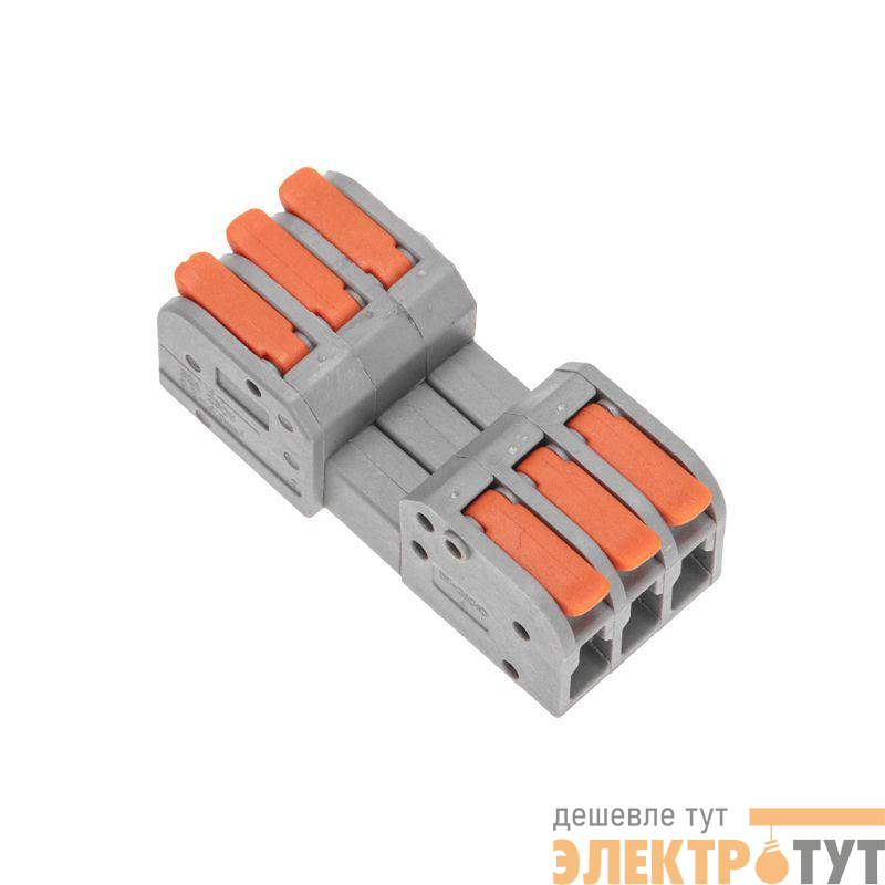 Клемма СМК 222-423R проходная разъемная 3 полюса сер. 0.2-2.5/4кв.мм Rexant 07-5263