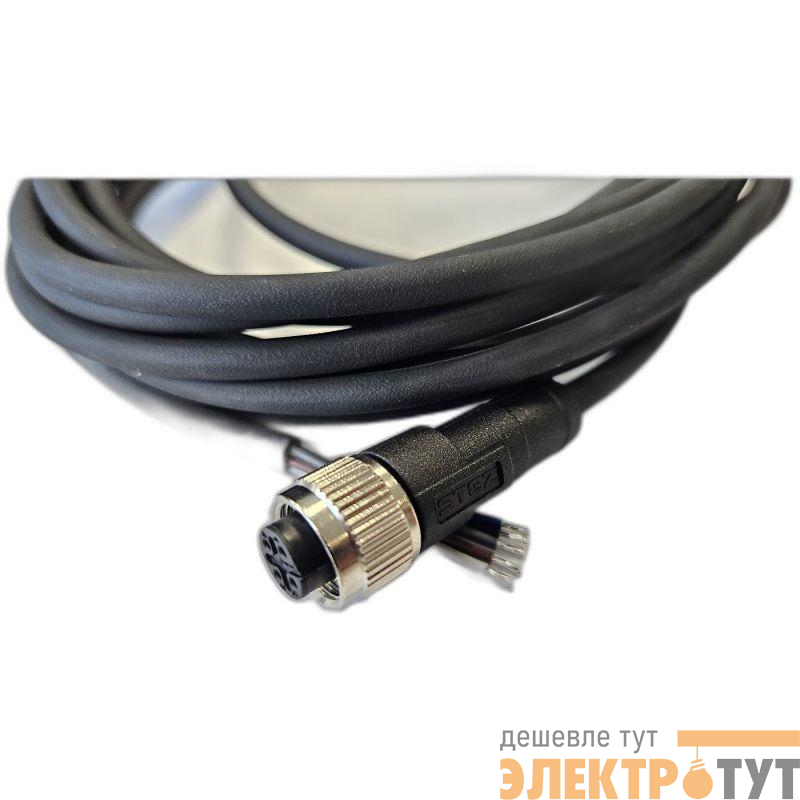 Кабель M12 5A гнездовой 5000мм прямой полиуретан свободный конец СЦМ120023-05A-2-05000 черн. СТЭЗ 185210650