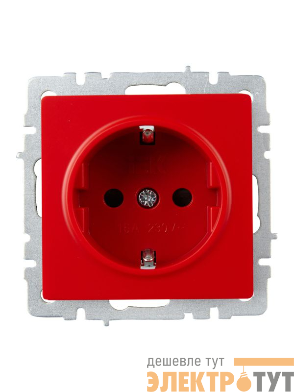 Розетка BRITE РС14-1-0-БрК 16А с заземл. защ. шторки механизм красн. IEK BR-R14-16-K04