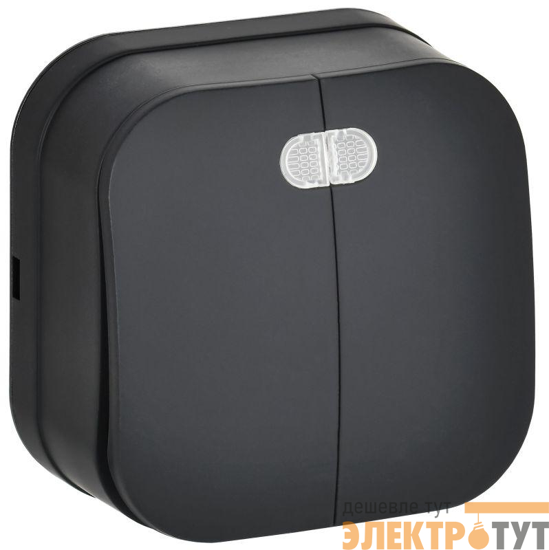 Выключатель 2-кл. ОП GLORY ВС20-2-1-ХЧм 10А с индикацией черн. матов. IEK EVH21-K02M-10