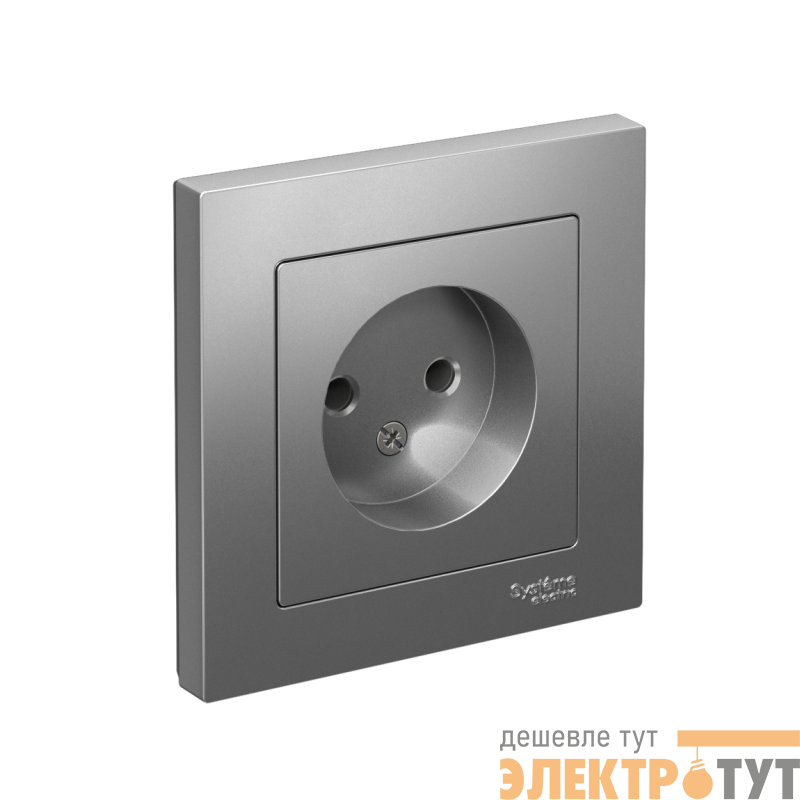 Розетка 1-м СП AtlasDesign 16А IP20 без заземл. в сборе сталь SE ATN000940