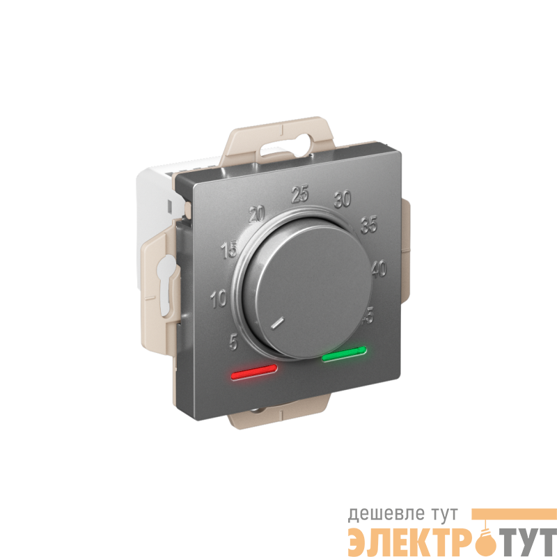 Механизм термостата ATLASDESIGN электрон. теплого пола с датчиком 10А сталь SchE ATN000935