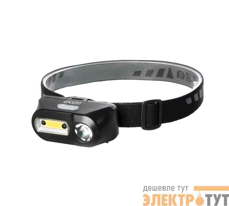 Фонарь налобный AccuFH6-L3W/L3W 3Вт COB + 2Вт XPE 2 независим. источника с 3 режимами: ярк./экономичн./мигающ. IP44 регулир. угол наклона датчик движения кабель USB-microUSB (в компл.) ФАZА 5035645