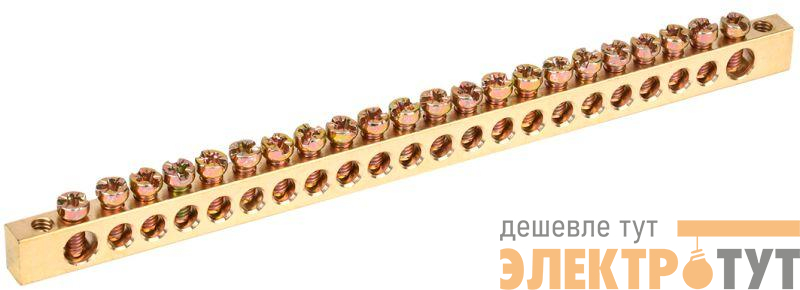 Шина PEN "земля-ноль" 6х9мм 22/2 (22группы/крепеж по краям) IEK YNN11-22-100