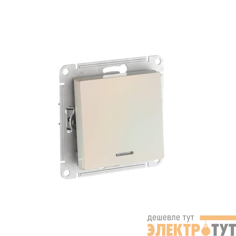 Переключатель 1-кл. AtlasDesign (сх. 6а) 10AX с подсветкой быстрозажим. клем. механизм жемчуж. SE ATN000463S