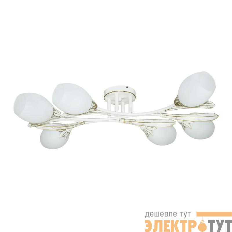 Светильник "Лилу" 161 (плафон 8825) НПБ 01-6х60-128 E14 (ИМ) потолочн. бел./зол. Элетех 1005405455