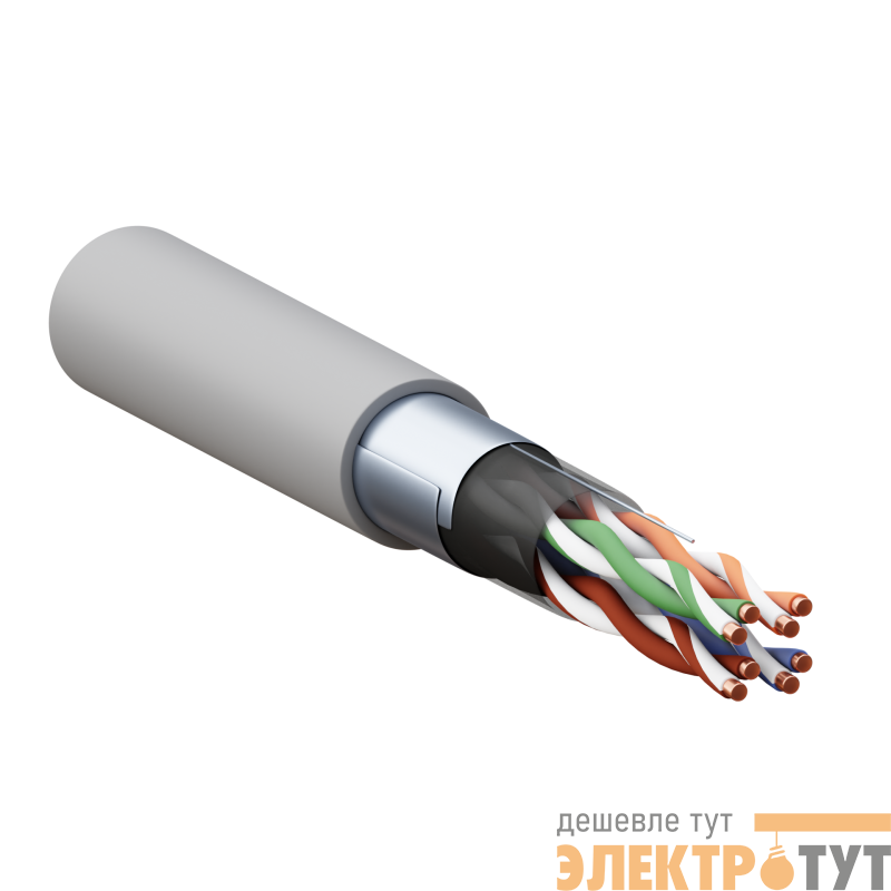 Кабель витая пара F/UTP кат.5E 4 пары 24 AWG solid PVC сер. TERACOM PRO EKF TRP-5EFTP-04PVC-GY-IN3