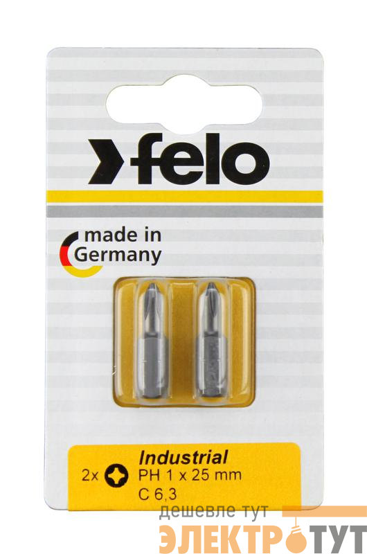 Бита крестовая Industrial PH 2х25 (блист.2шт) FELO 02202036