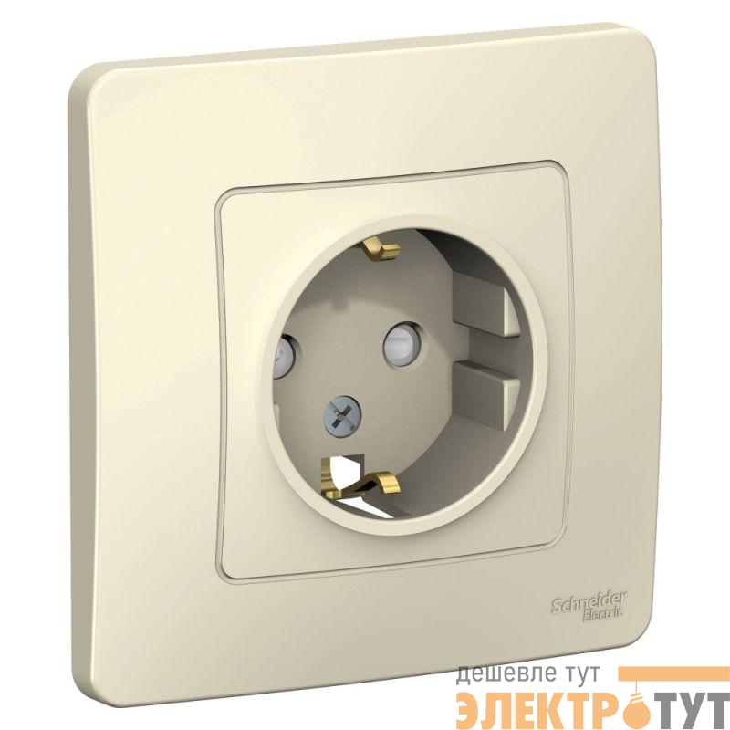 Розетка 1-м СП Blanca 16А IP20 250В с заземл. защ. шторки молоч. SE BLNRS001112