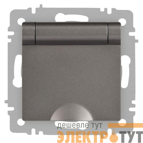 Розетка 1-м СП Accent 6-203-09 16А IP20 250В 2P+E Schuko с крышкой AL/CU титан Intro Б0063471