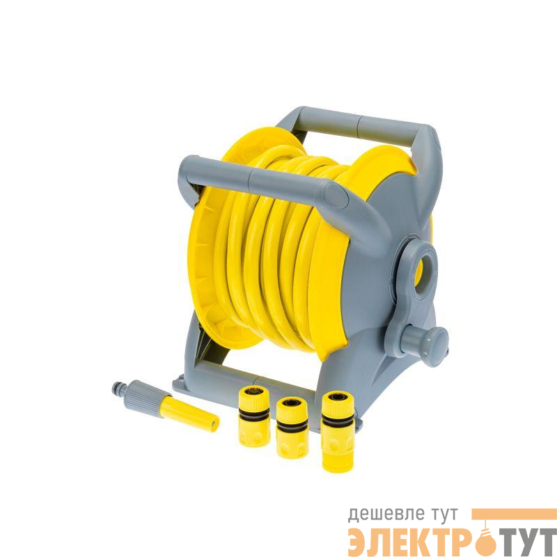 Катушка со шлангом 1/2дюйм 15м 3 коннектора 1 распылитель ЧЕТЫРЕ СЕЗОНА 62-0267