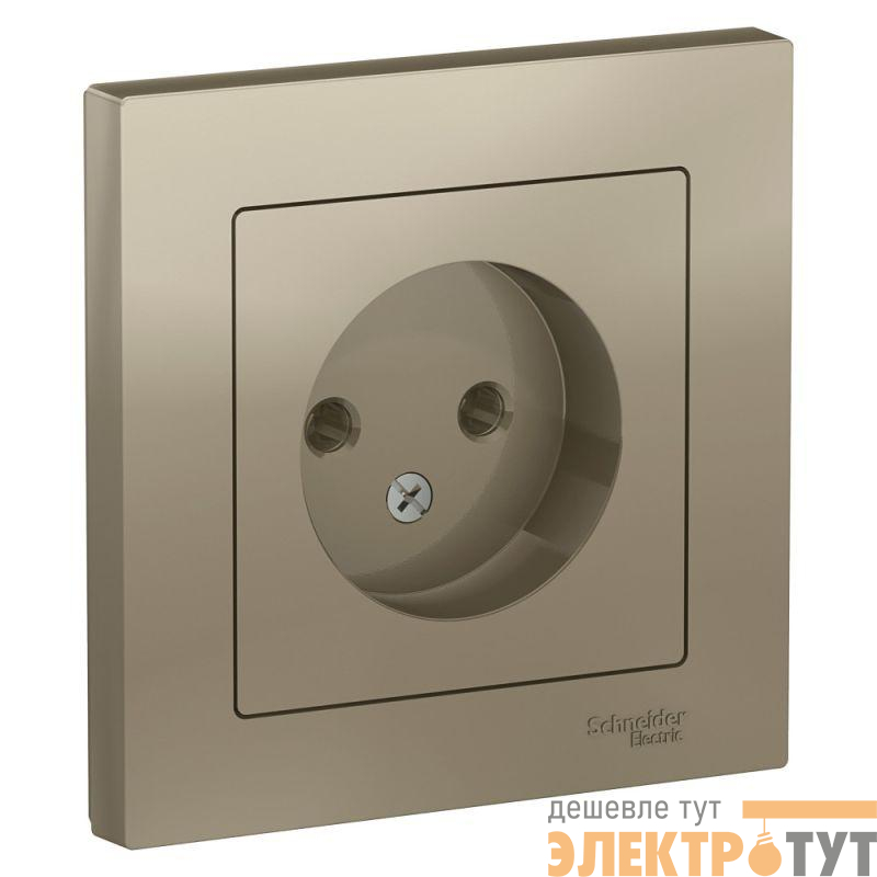 Розетка 1-м СП AtlasDesign 16А IP20 без заземл. в сборе шампань SchE ATN000540