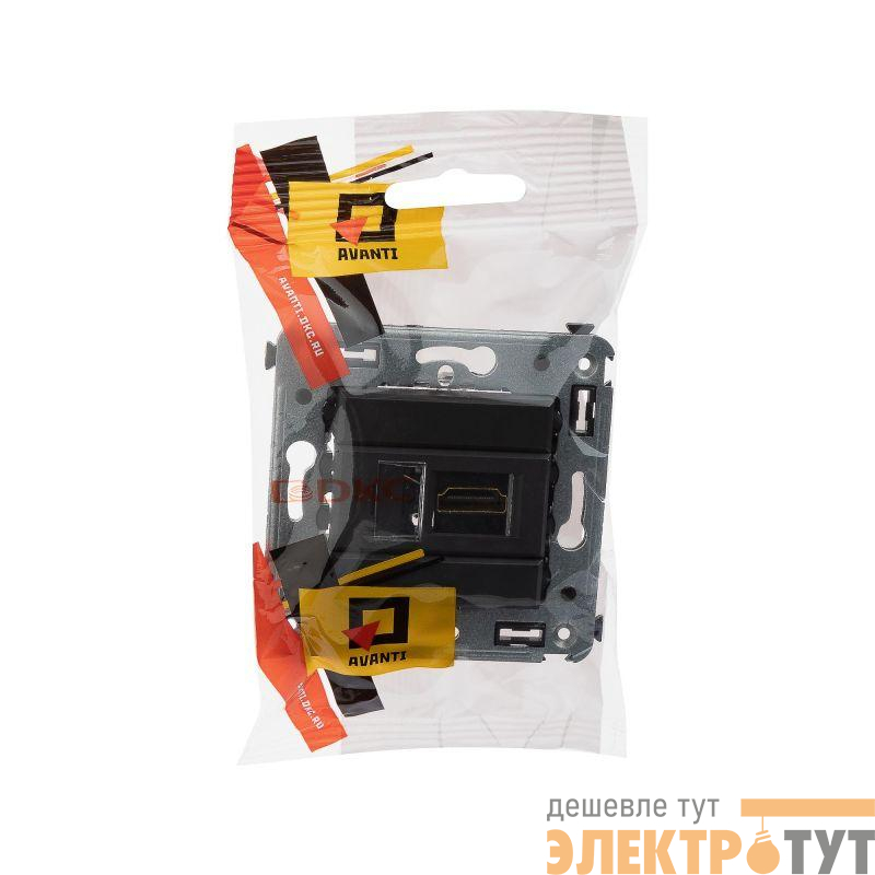 Розетка HDMI 1-м СП Avanti "Черный матовый" тип А-А DKC 4412253