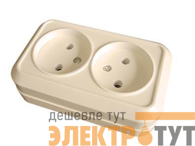 Розетка 2-м ОП 16А IP20 без заземл. крем. Makel 45217