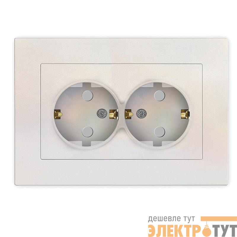 Розетка 2-м СП Афина 16А IP20 с заземл. защ. шторки в сборе жемчуж. Universal A0050-OBr