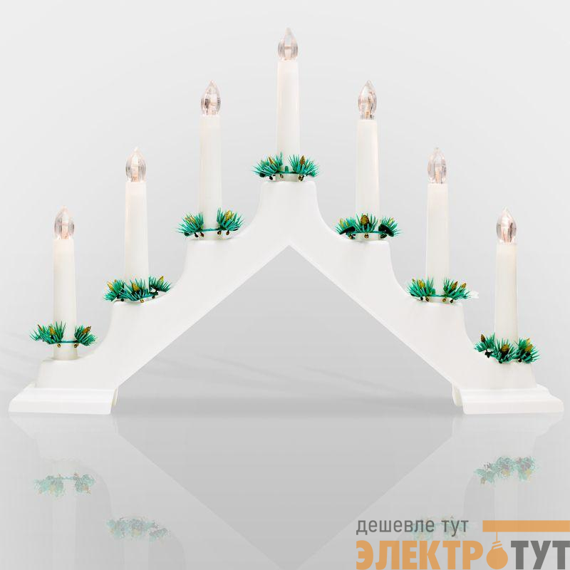 Горка новогодняя 7 свечек (7LED) тепл. бел. 0.5Вт 220-240В IP20 бел. Neon-Night 501-081