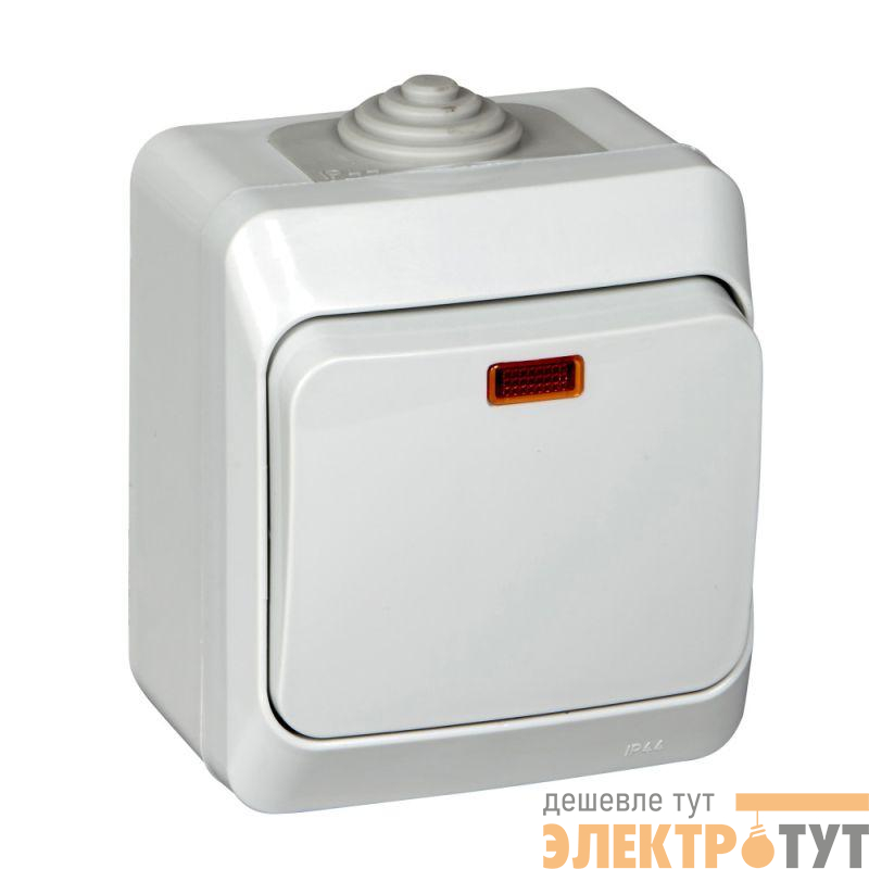 Выключатель 1-кл. ОП Этюд 10А IP44 10AX с подсветкой сер. SE BA10-045C