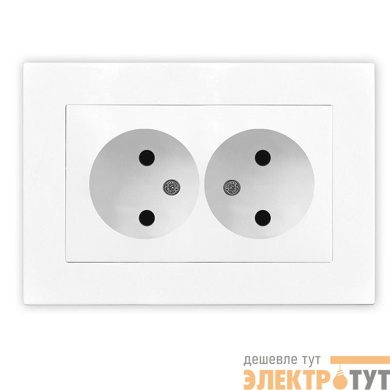 Розетка 2-м СП Афина 16А IP20 без заземл. в сборе бел. Universal A0102