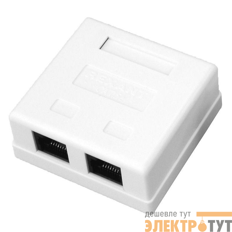 Розетка компьютерная 2-м ОП RJ45 кат.5E UTP неэкранир. бел. Rexant 03-0151