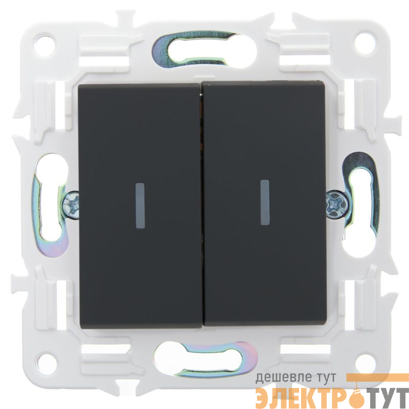 Выключатель проходной 2-кл. SKANDY 10А SK-V10G с индикацией графит IEK SK-V22-1-10-K53