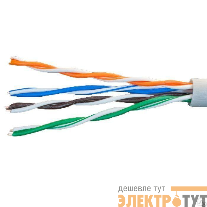 Кабель витая пара U/UTP кат.5E 4х2х24AWG solid CCA PVC сер. (м) Net.on 01-0302